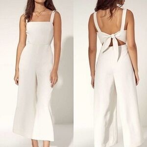 Aritzia Cream Jumpsuit with Bow Detail